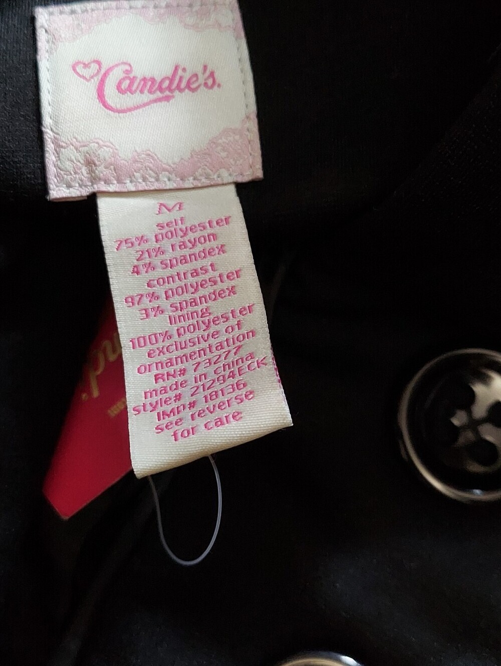 NWT Candie's Black Double-Breasted Peplum Tie Blazer Sz Medium - Picture 6 of 6